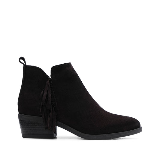 Botim Salto Médio Mulher Camurça Castanho