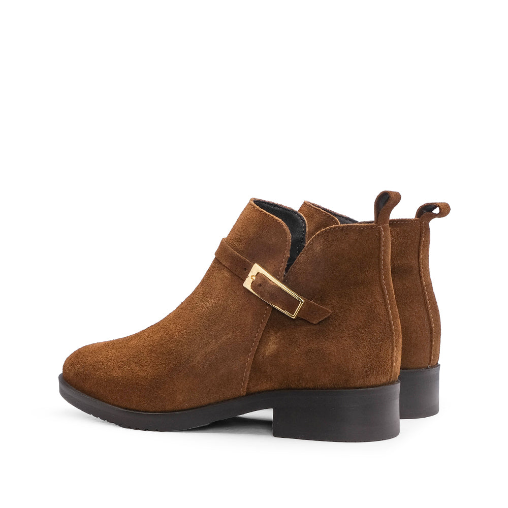 Botim Salto Raso Mulher Camurça Camel