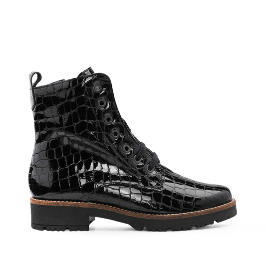 Botim Salto Raso Mulher Verniz Preto