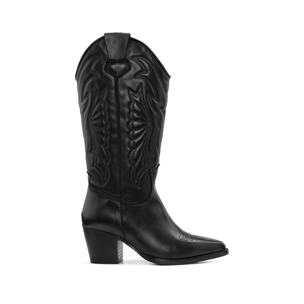 Bota Texana Mulher Pele Preto