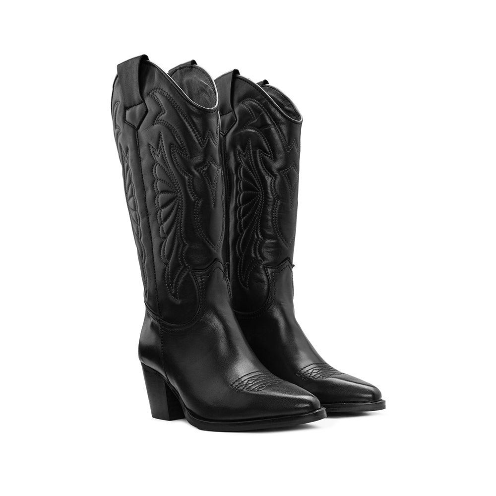 Bota Texana Mulher Pele Preto