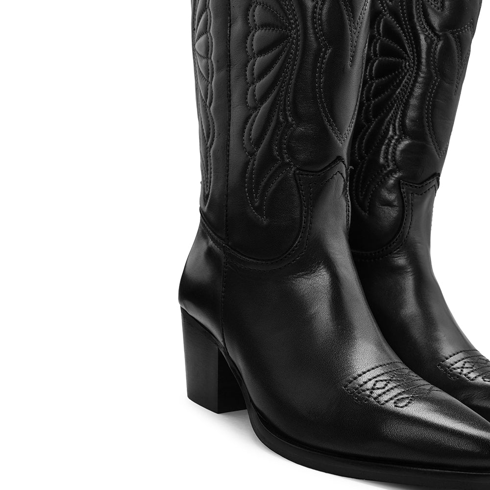 Bota Texana Mulher Pele Preto