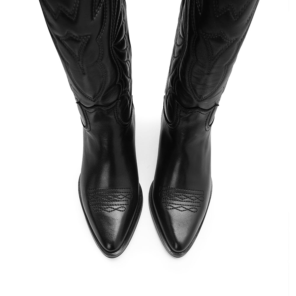 Bota Texana Mulher Pele Preto