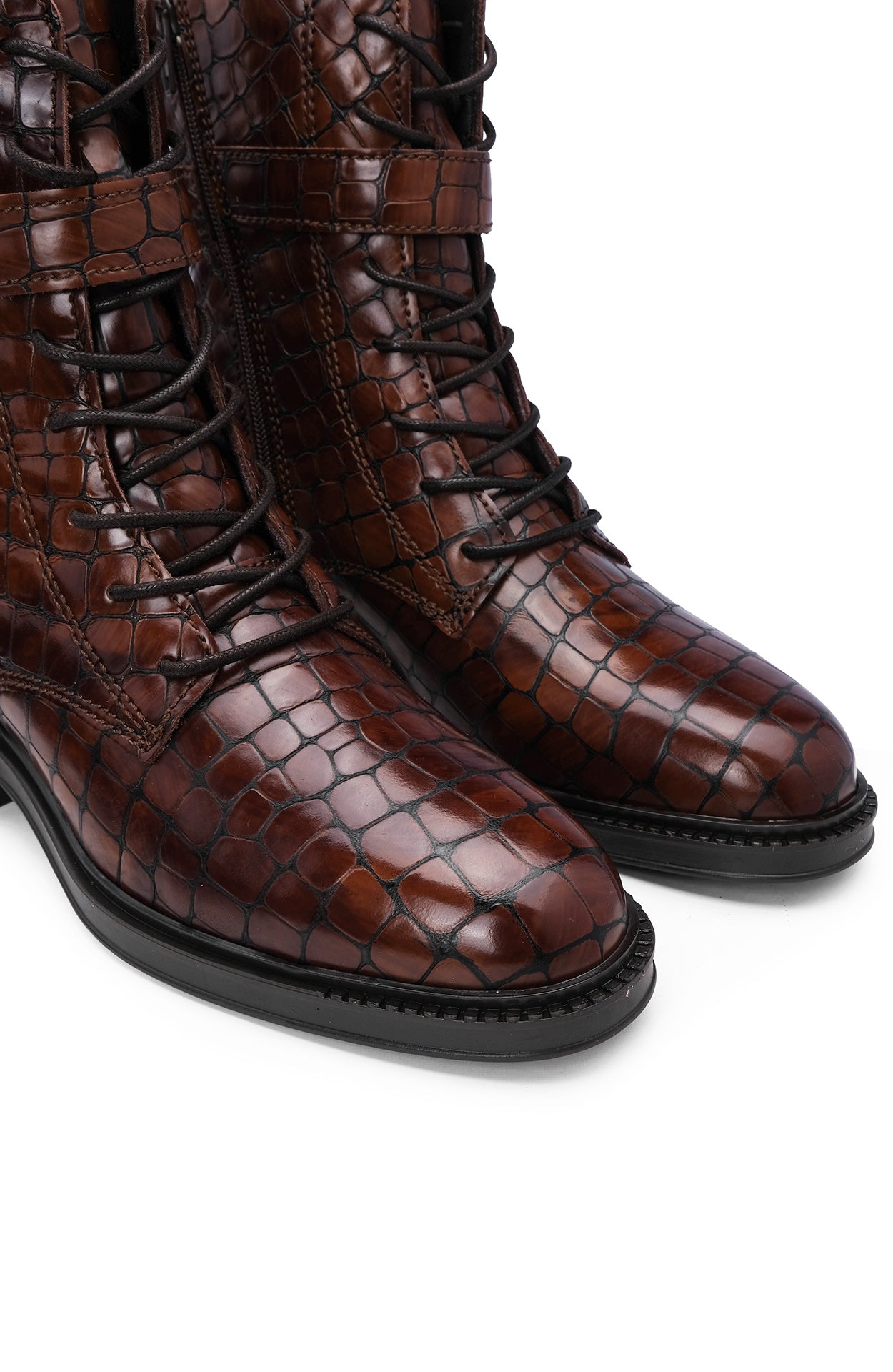 Botim Salto Raso Mulher Animal Print Camel