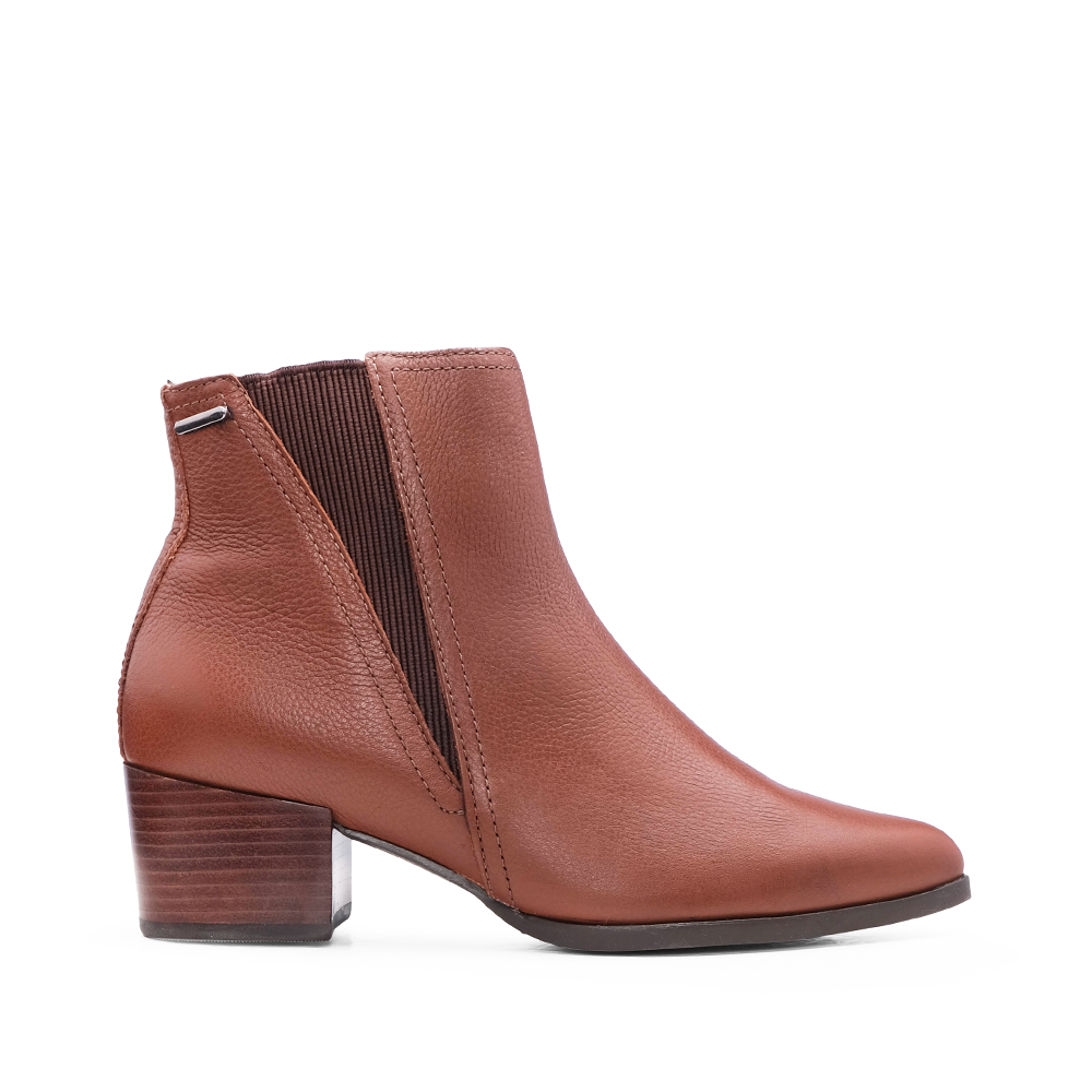 Botim Salto Médio Mulher Pele Cognac