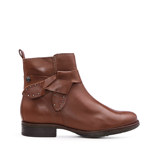 Botim Salto Raso Mulher Pele Cognac