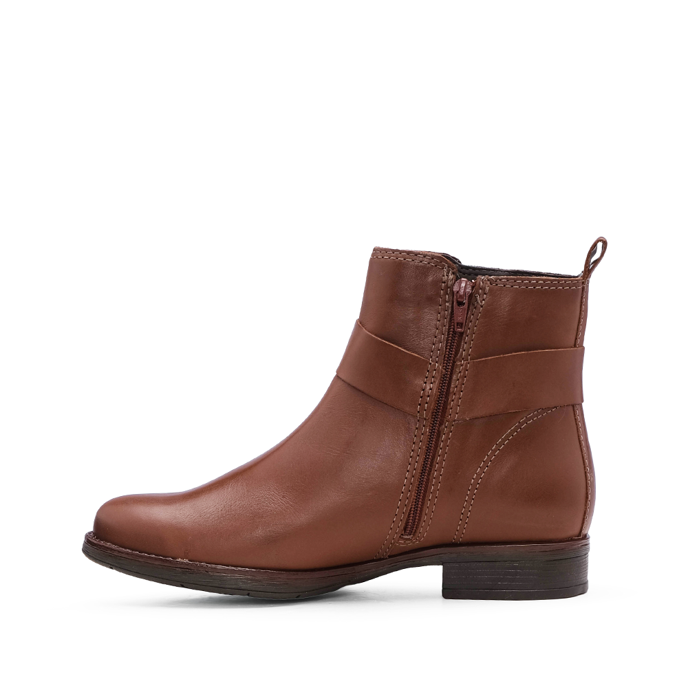 Botim Salto Raso Mulher Pele Cognac