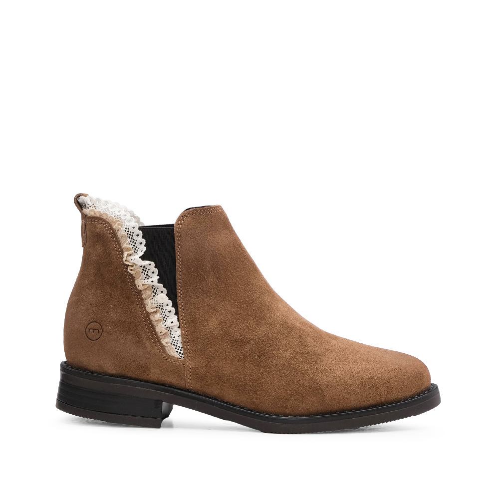Botim Salto Raso Mulher Camurça Camel