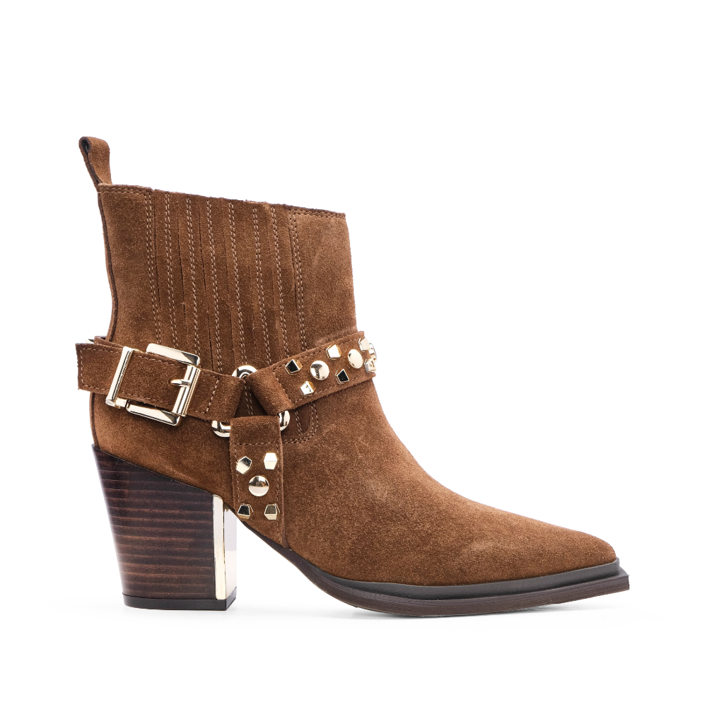 Botim Salto Alto Mulher Camurça Camel
