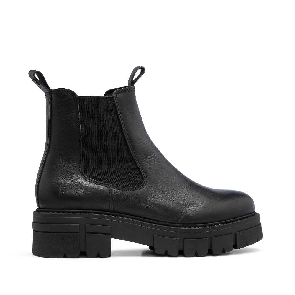 Botim Salto Raso Mulher Pele Preto