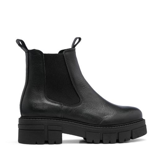 Botim Salto Raso Mulher Pele Preto