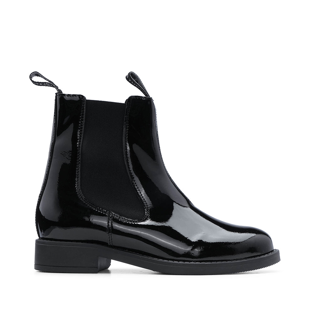 Botim Salto Raso Mulher Verniz Preto