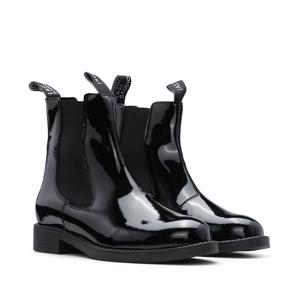 Botim Salto Raso Mulher Verniz Preto