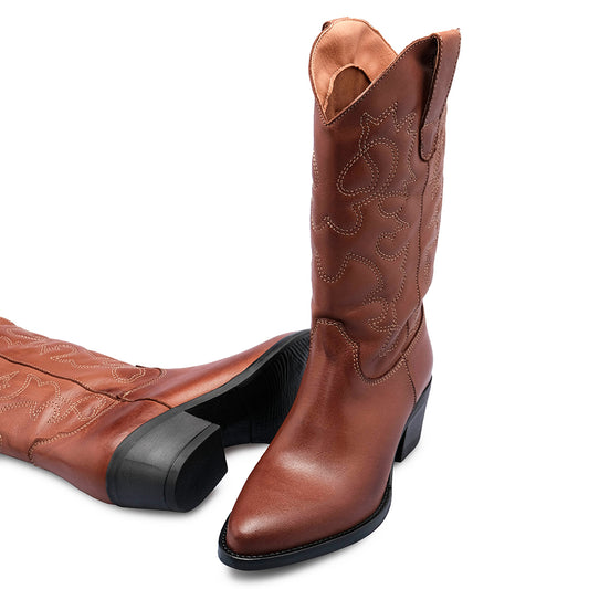 Bota Texana Mulher Pele Camel
