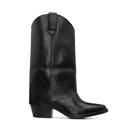 Bota Polaina Mulher Pele Preto