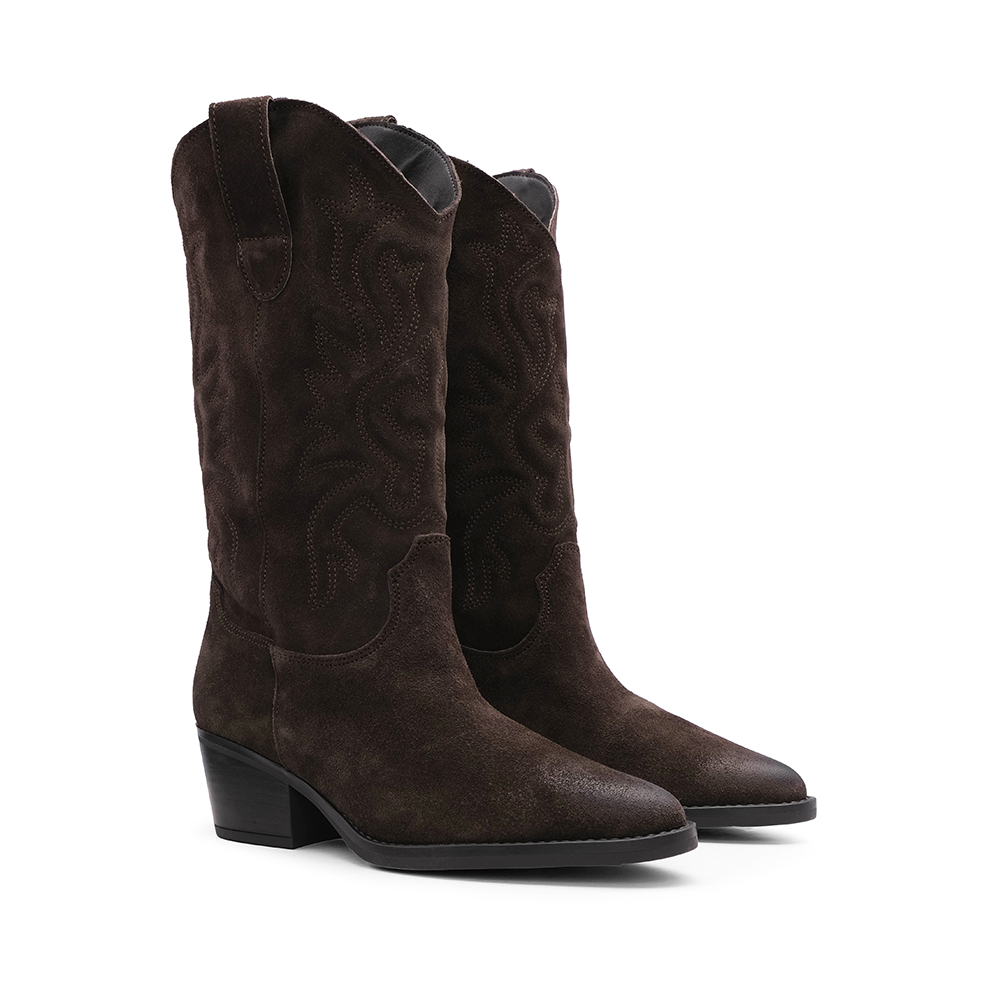 Bota Texana Mulher Camurça Castanho