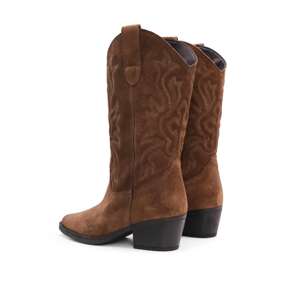Bota Texana Mulher Camurça Tabaco