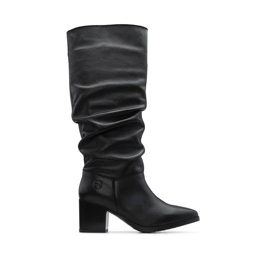 Bota Cano Alto Mulher Pele Preto