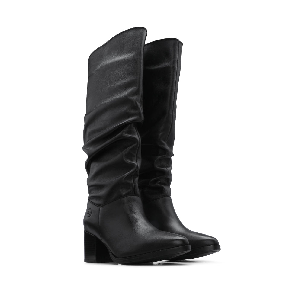 Bota Cano Alto Mulher Pele Preto