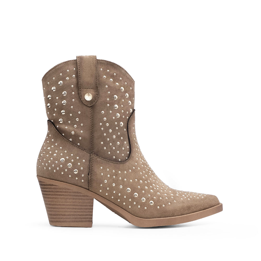 Botim Salto Alto Mulher Taupe