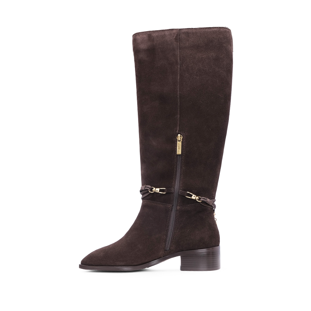 Bota Cano Alto Mulher Camurça Castanho
