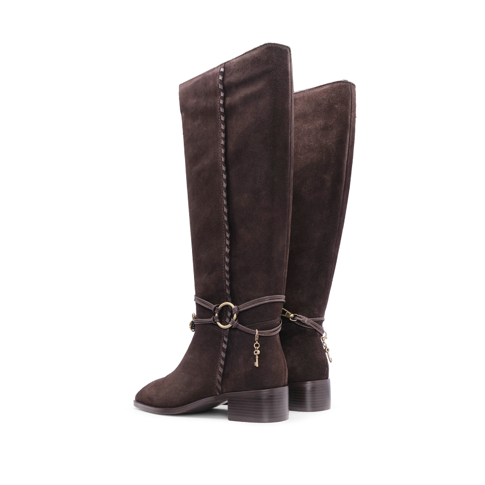 Bota Cano Alto Mulher Camurça Castanho