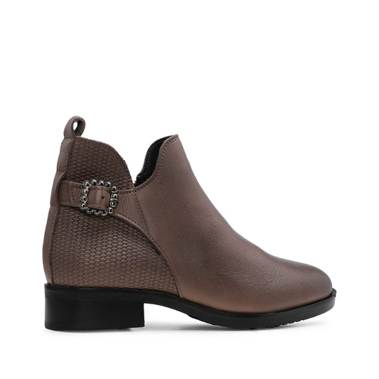 Botim Salto Raso Mulher Pele Taupe