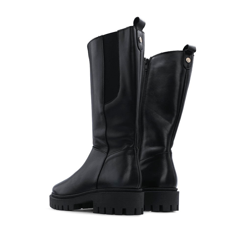 Bota Salto Raso Mulher Pele Preto