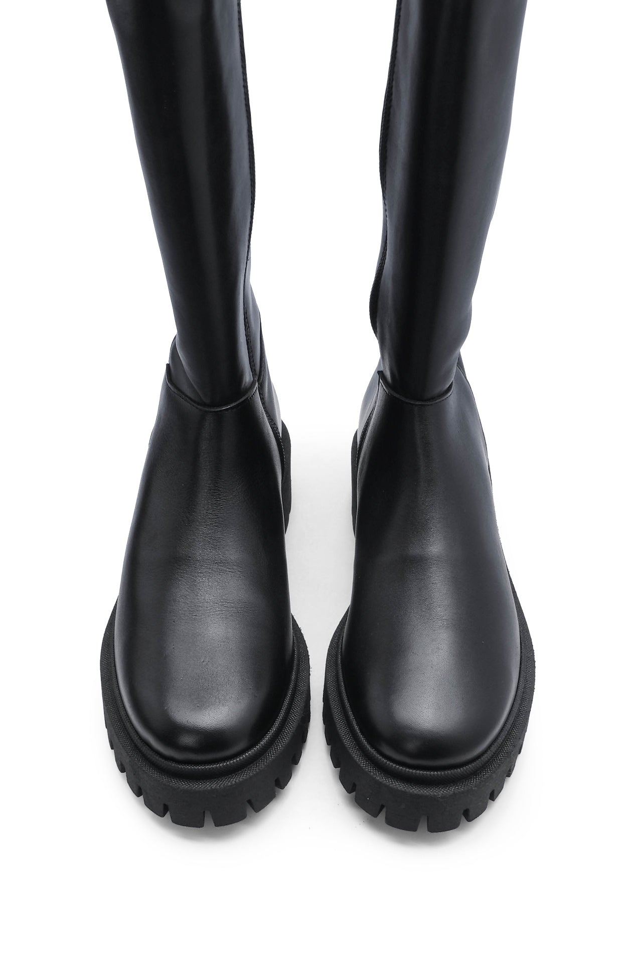 Bota Salto Raso Mulher Pele Preto