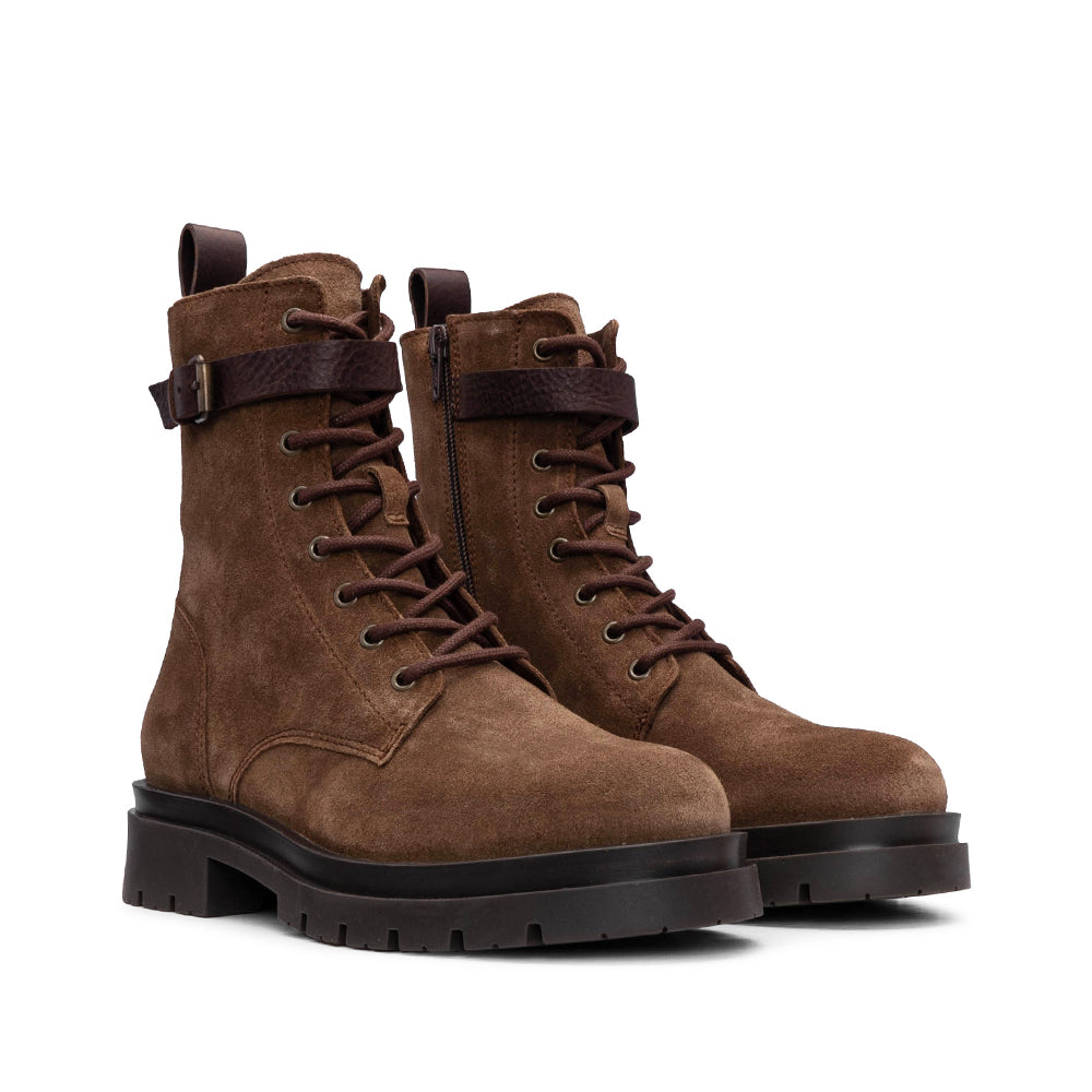 Bota Militar Mulher Camurça Castanho