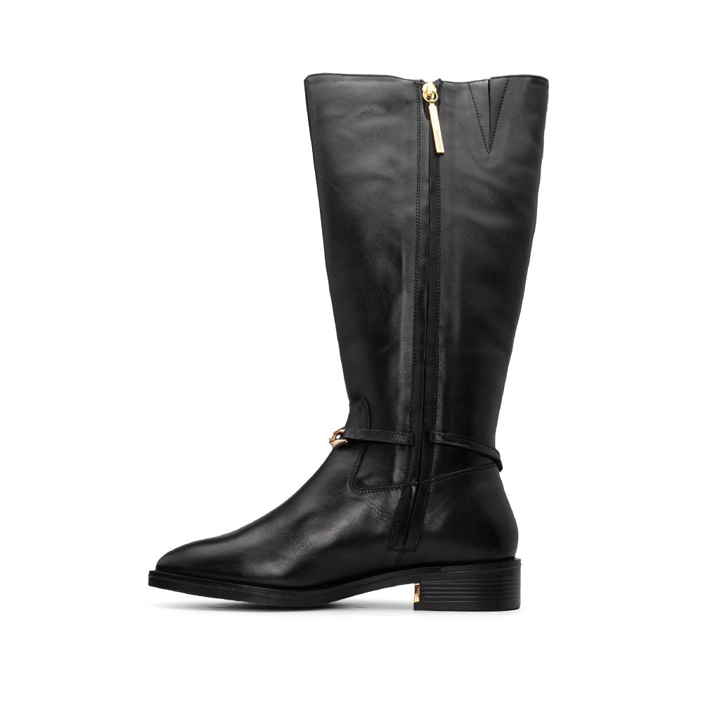 Bota Cano Alto Mulher Pele Preto