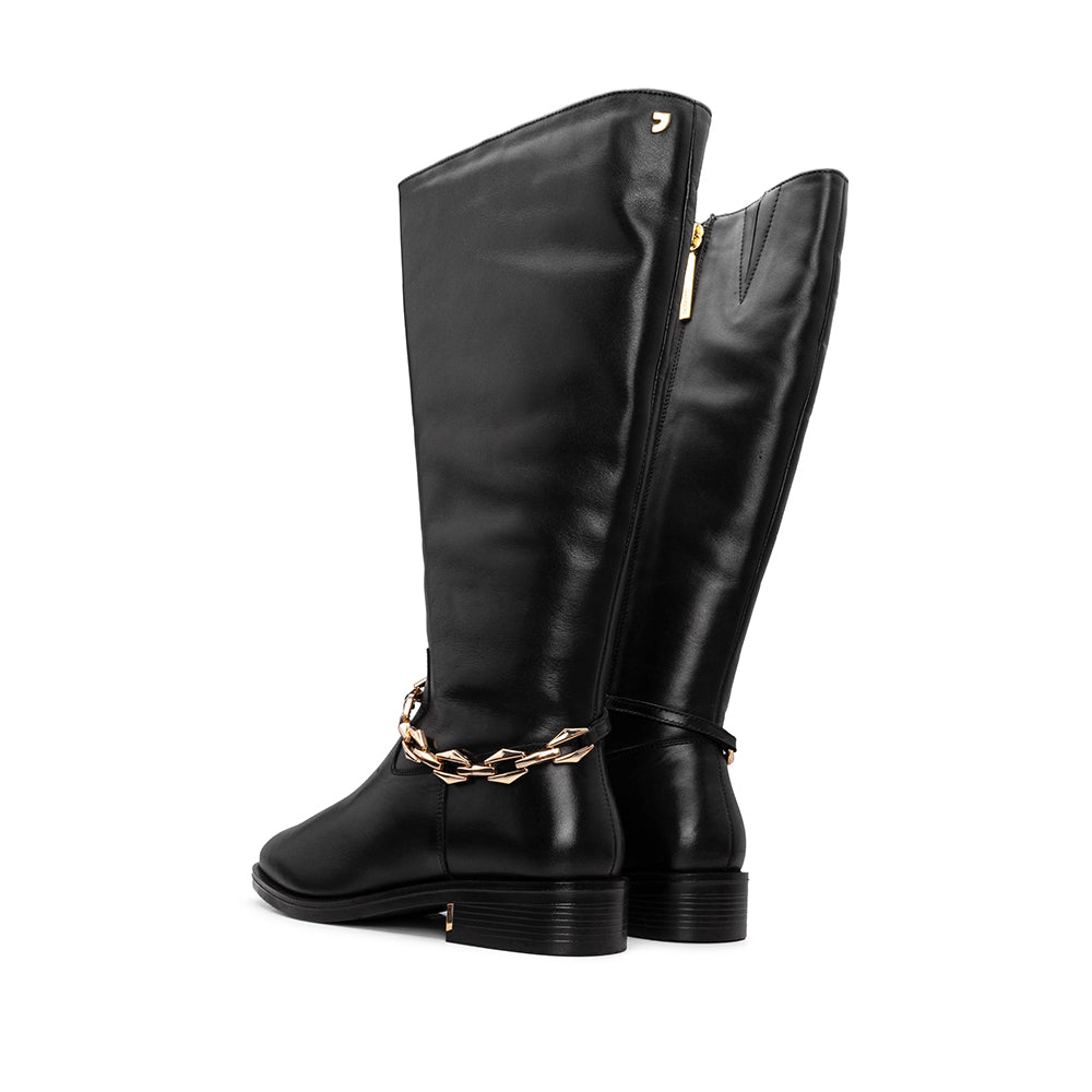 Bota Cano Alto Mulher Pele Preto