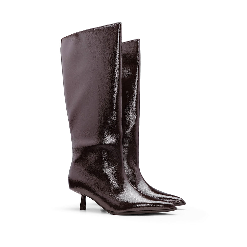 Bota Cano Alto Mulher Bordeaux
