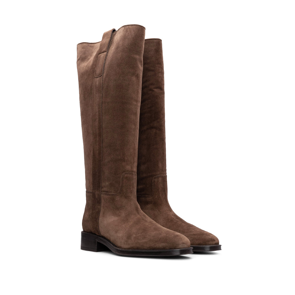 Bota Cano Alto Mulher Camurça Castanho