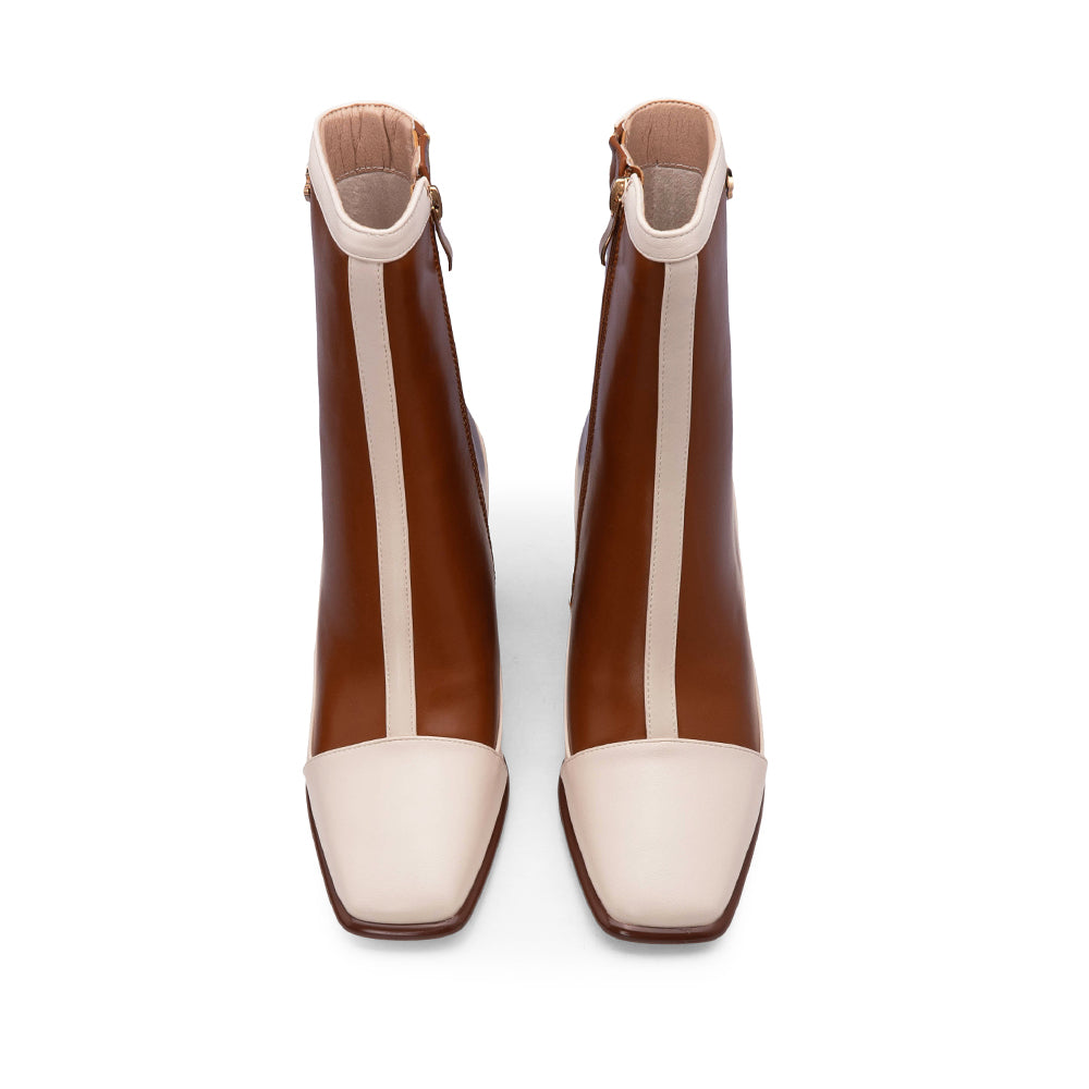 Botim Salto Alto Mulher Camel