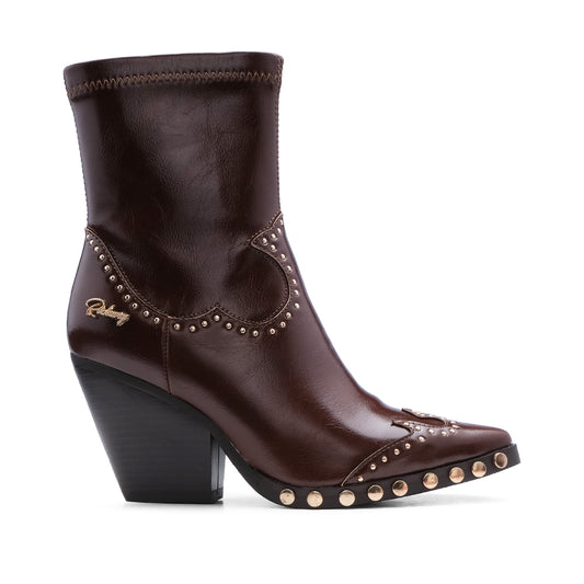 Botim Salto Alto Mulher Castanho