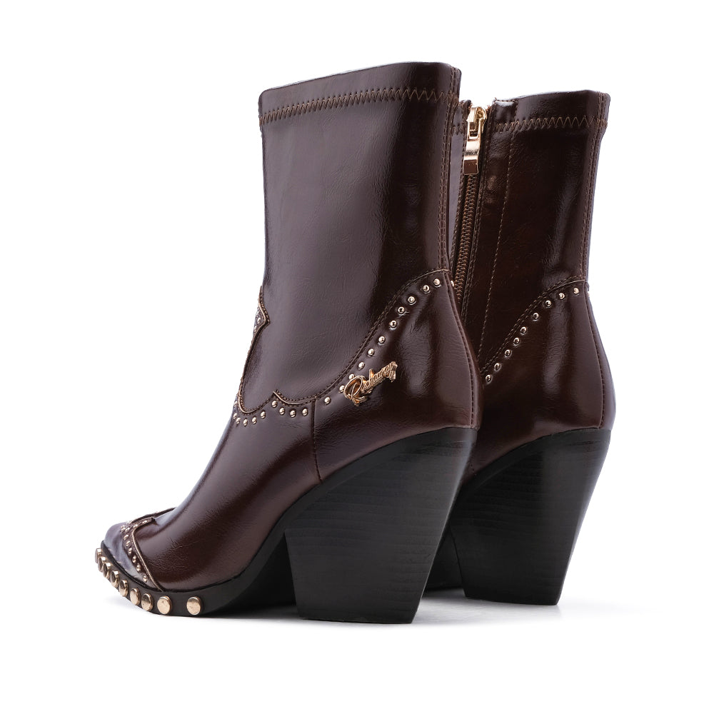 Botim Salto Alto Mulher Castanho