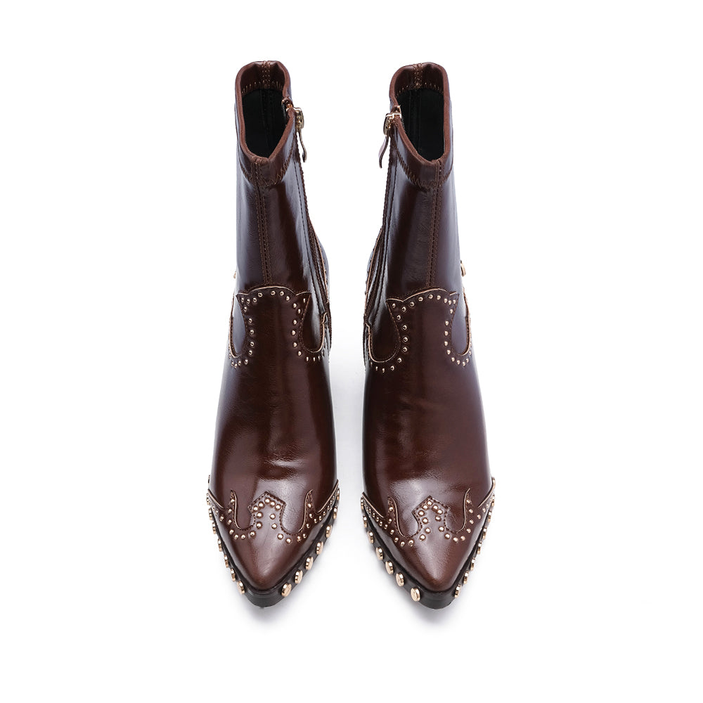 Botim Salto Alto Mulher Castanho