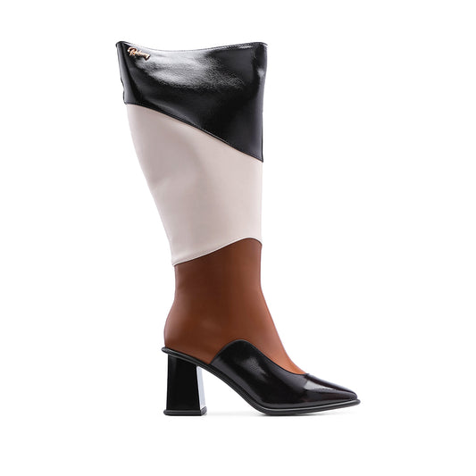 Bota Cano Alto Mulher Pele Sintética Castanho