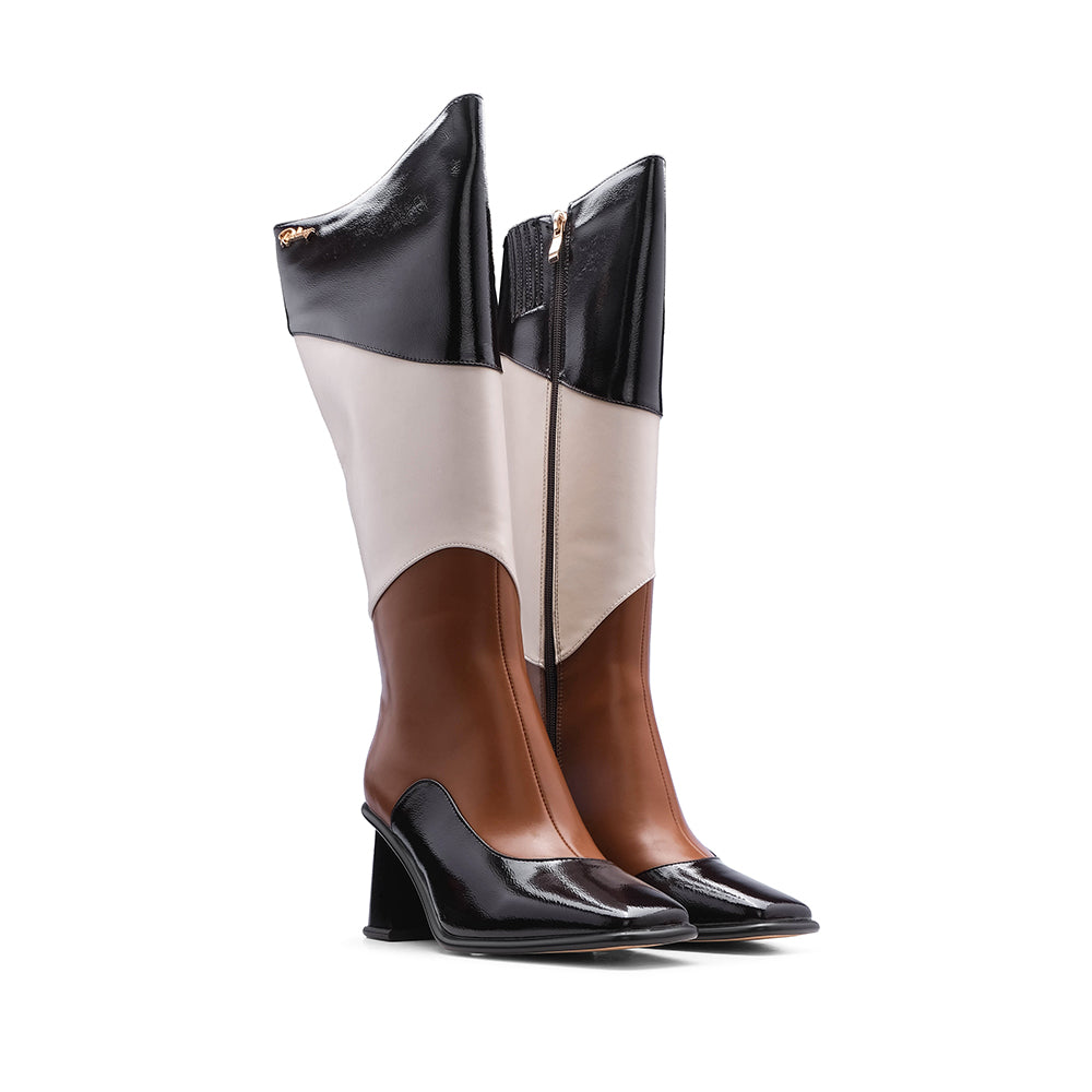 Bota Cano Alto Mulher Pele Sintética Castanho