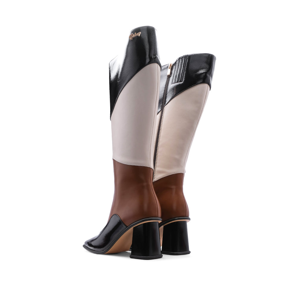 Bota Cano Alto Mulher Pele Sintética Castanho
