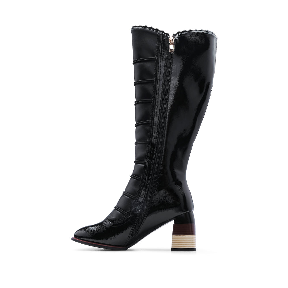 Bota Cano Alto Mulher Pele Sintética Preto