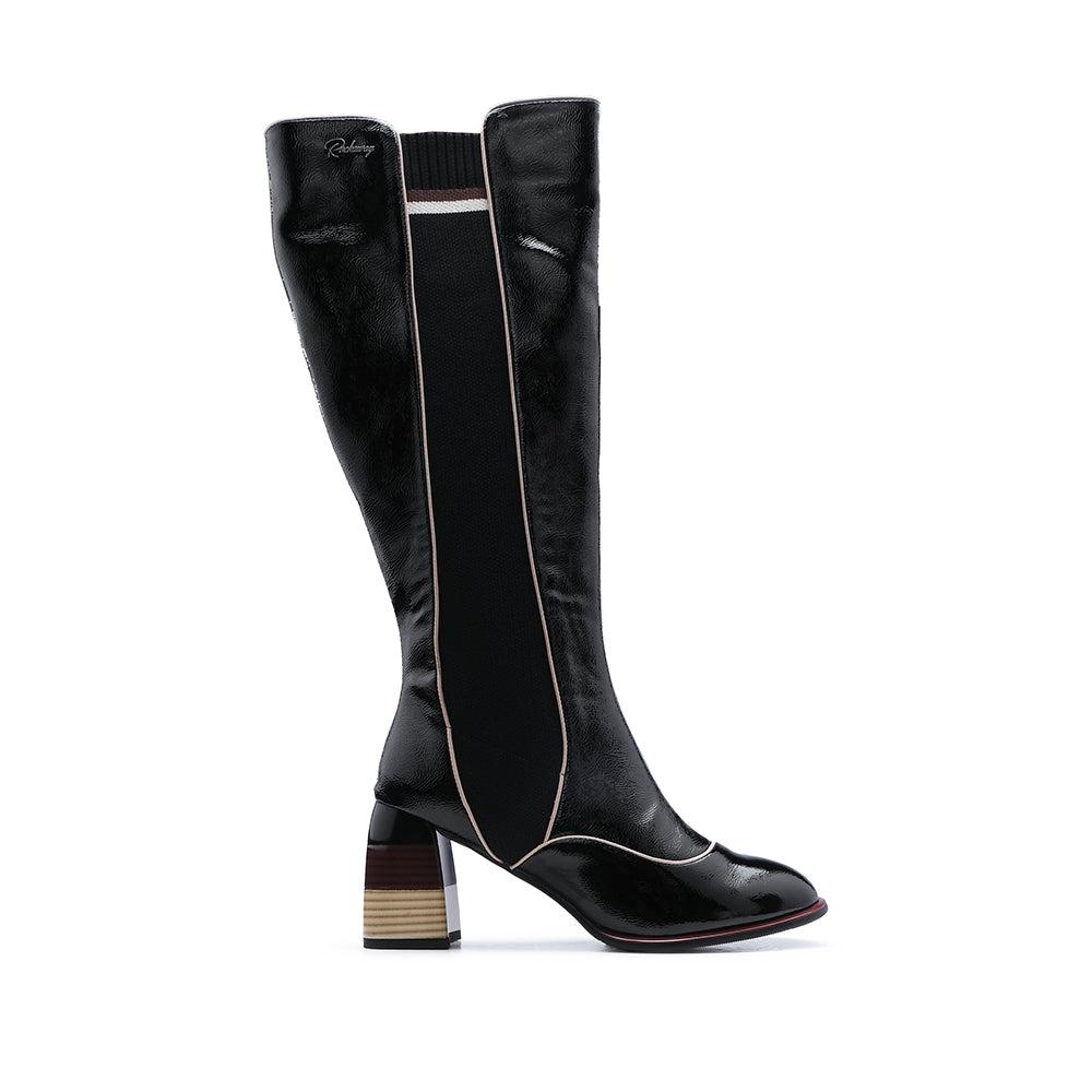 Bota Cano Alto Mulher Verniz Preto