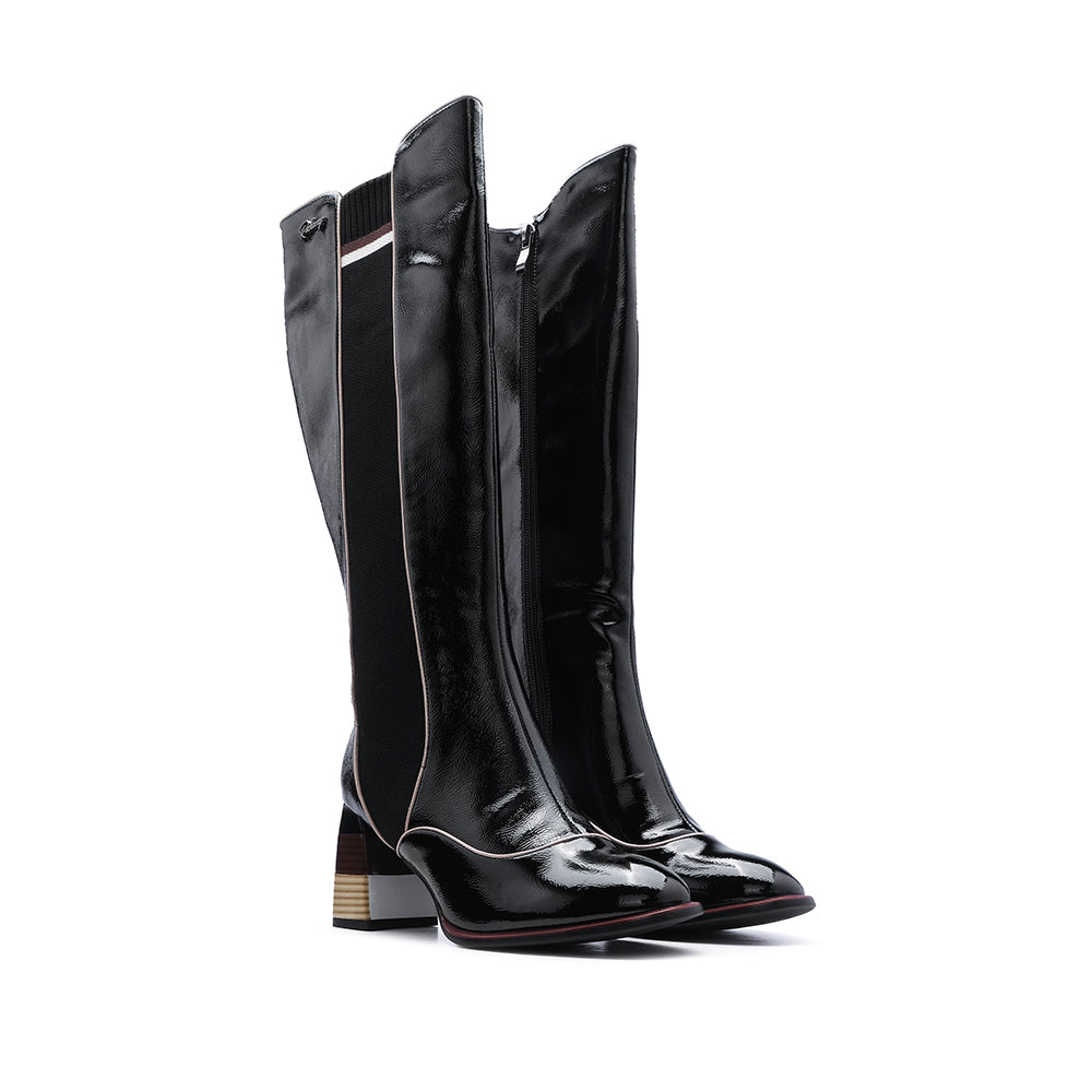 Bota Cano Alto Mulher Verniz Preto