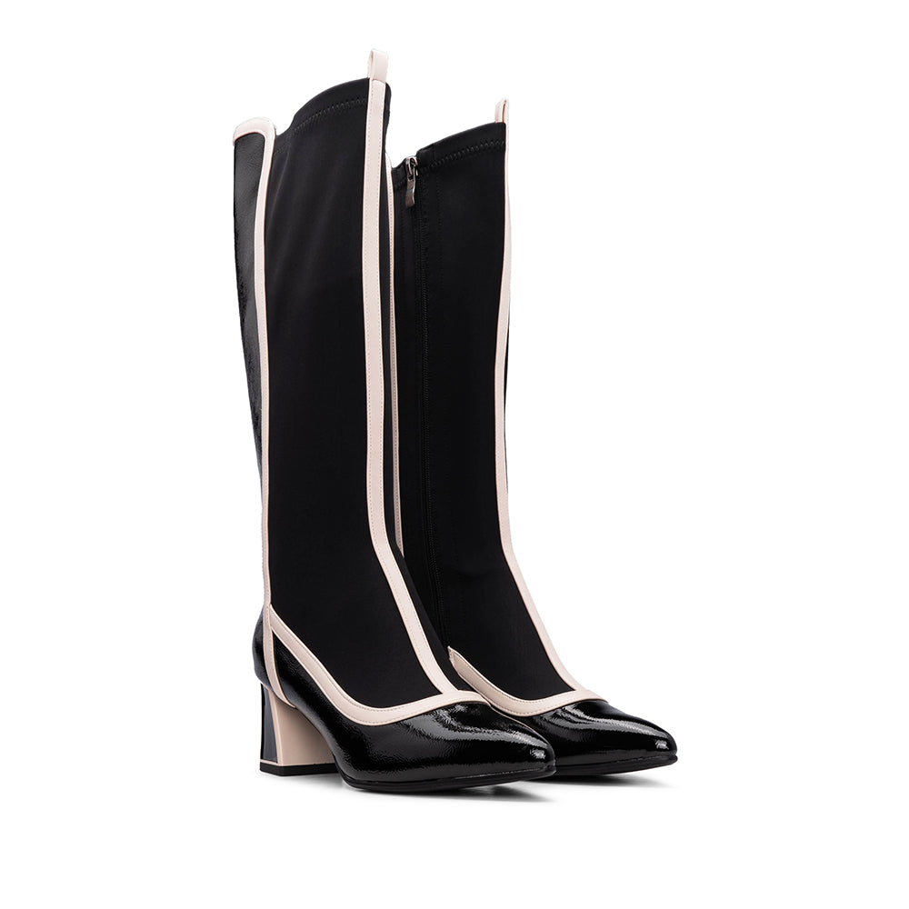 Bota Cano Alto Mulher Verniz Preto