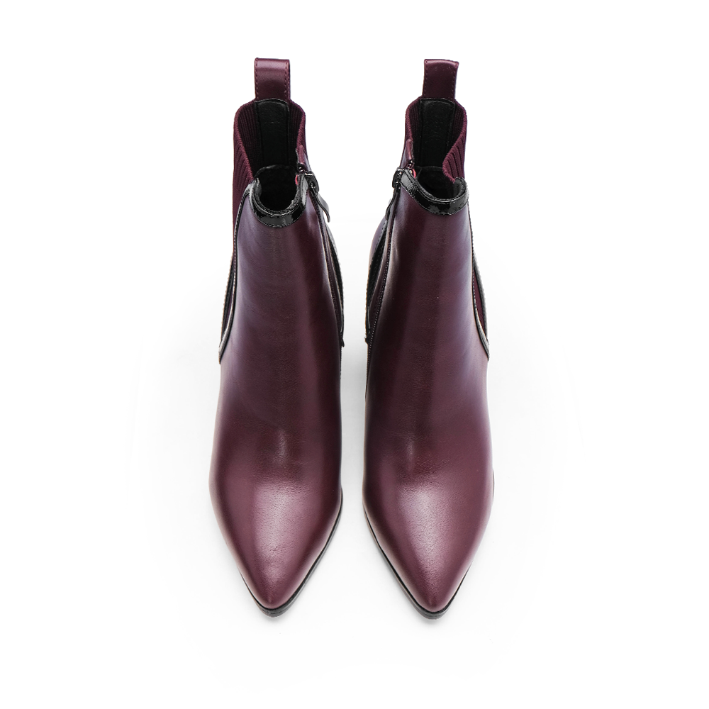 Botim Salto Alto Mulher Verniz Bordeaux
