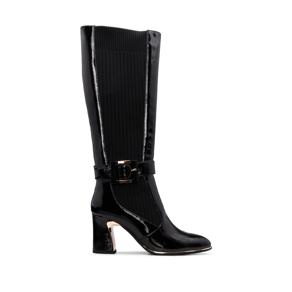 Bota Cano Alto Mulher Verniz Preto