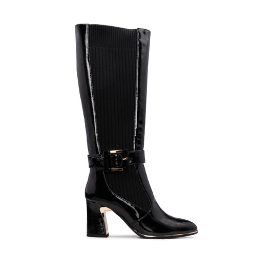 Bota Cano Alto Mulher Verniz Preto