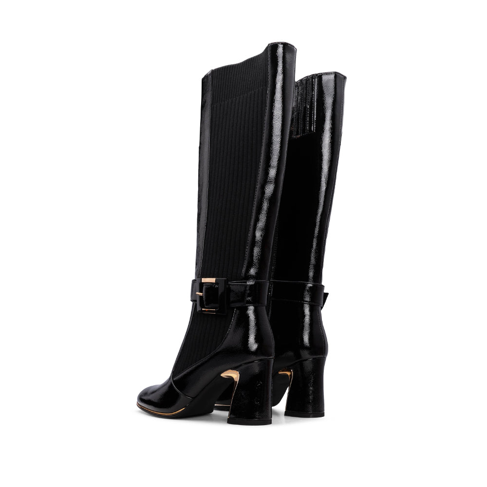 Bota Cano Alto Mulher Verniz Preto