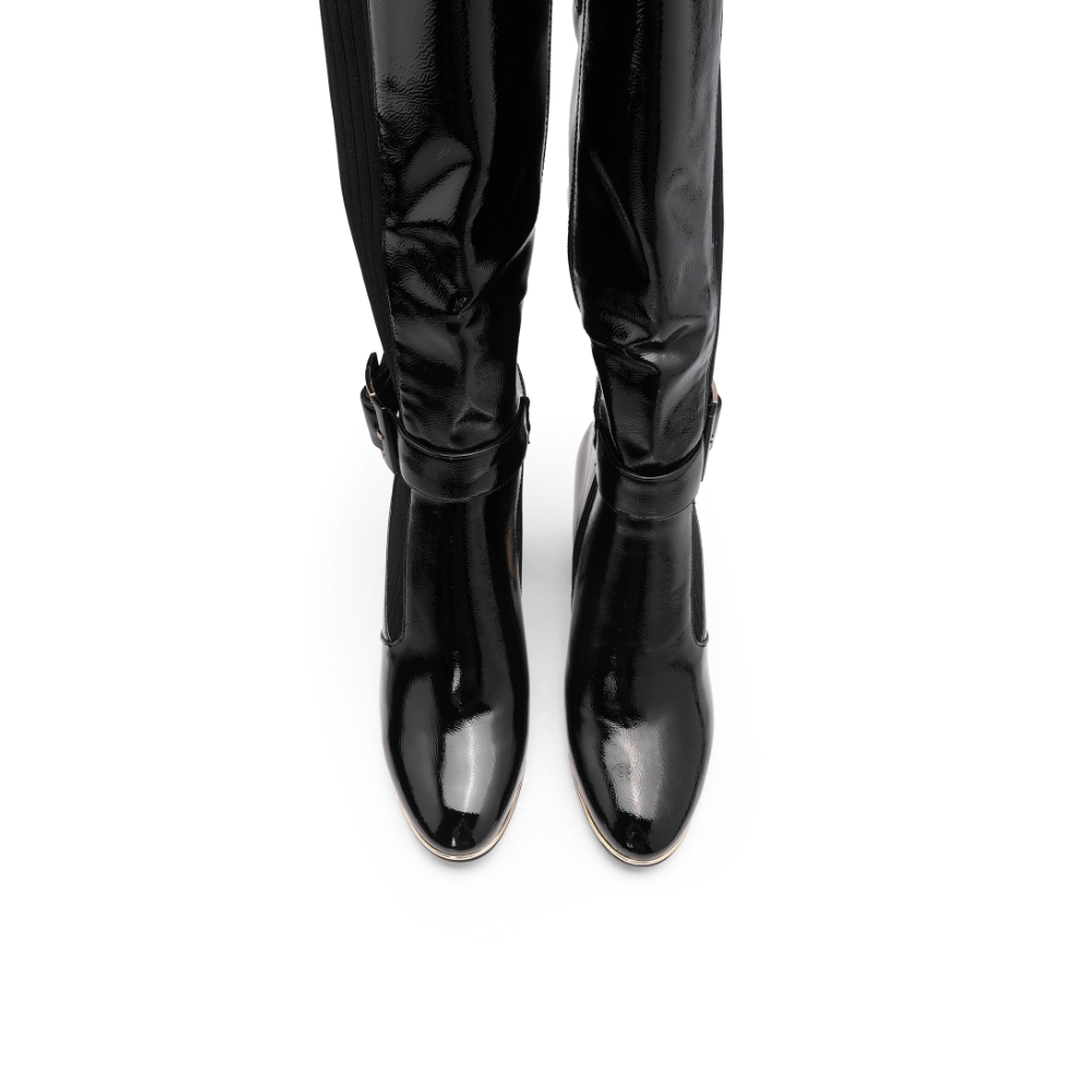Bota Cano Alto Mulher Verniz Preto